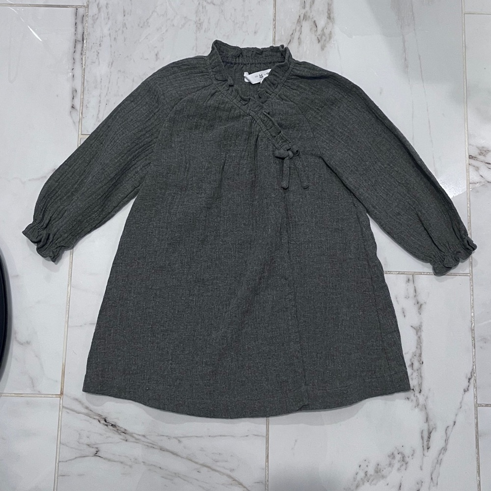 Charcoal Gray Long Sleeve Baby/Toddler Dress